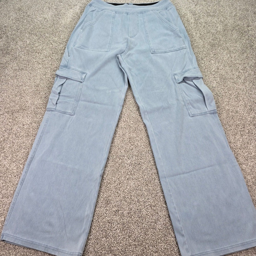 Halara Wide Leg Cargo Pants Light Blue Denim Wash Large High Waisted